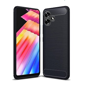 coverblack silicon matte carbon fibre matte finish brushes case back cover compatible for infinix x6525d  smart 10 hd - black