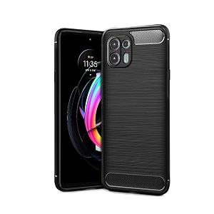 coverblack silicon matte carbon fibre matte finish brushes case back cover compatible for motorola moto edge 20 fusion - black
