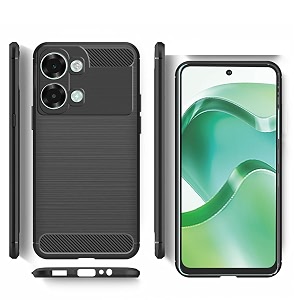 coverblack silicon matte carbon fibre matte finish brushes case back cover compatible for redmi 15c 2025 - black
