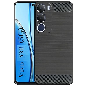 coverblack silicon matte carbon fibre matte finish brushes case back cover compatible for vivo v2521  vivo_y31 5g - black