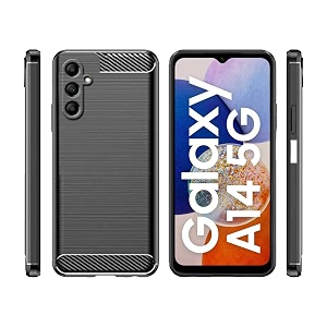 coverblack silicon matte carbon fibre matte finish brushes case back cover compatible for samsung a14 4g  a14 5g - black