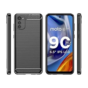 coverblack silicon matte carbon fibre matte finish brushes case back cover compatible for motorola moto e32s - black