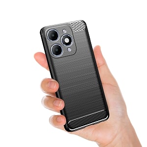 coverblack silicon matte carbon fibre matte finish brushes case back cover compatible for itel a6610l  itel_a90 old 2024 - black