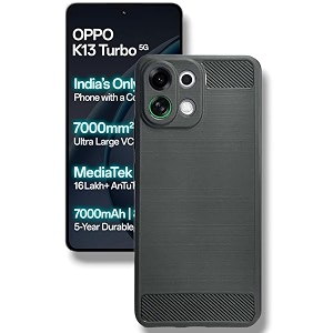 coverblack silicon matte carbon fibre matte finish brushes case back cover compatible for oppo ple110  k13 turbo pro 5g - black