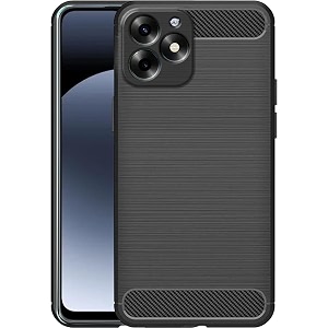 coverblack silicon matte carbon fibre matte finish brushes case back cover compatible for itel a665l  itel_a70  zeno 10 - black