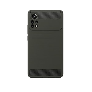 coverblack silicon matte carbon fibre matte finish brushes case back cover compatible for mi poco x4 pro 5g - black