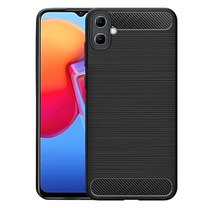 coverblack silicon matte carbon fibre matte finish brushes case back cover compatible for infinix x6725  smart 10 - black