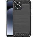 COVERBLACK Silicon Matte Carbon Fibre Matte Finish Brushes Case Back Cover Compatible for Itel A665L / Zeno_10 / Itel_A70 - Black