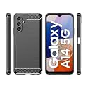 COVERBLACK Silicon Matte Carbon Fibre Matte Finish Brushes Case Back Cover Compatible for Samsung A14 4G / A14 5G - Black