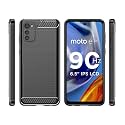 COVERBLACK Silicon Matte Carbon Fibre Matte Finish Brushes Case Back Cover Compatible for Motorola Moto E32s - Black
