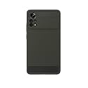 COVERBLACK Silicon Matte Carbon Fibre Matte Finish Brushes Case Back Cover Compatible for Mi Poco X4 Pro 5G - Black