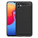 COVERBLACK Silicon Matte Carbon Fibre Matte Finish Brushes Case Back Cover Compatible for Infinix X6725 / Smart 10 - Black