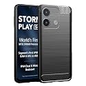 COVERBLACK Silicon Matte Carbon Fibre Matte Finish Brushes Case Back Cover Compatible for Lava Storm Play 5G (2025) - Black