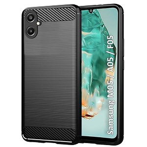 coverblack silicon matte rubber hybrid case back cover compatible model for samsung m05 - sm-m055f - black