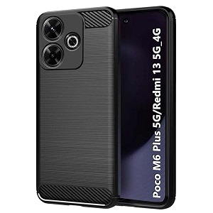 coverblack silicon matte rubber hybrid case back cover compatible model for redmi 13 5g  poco m6 plus - black