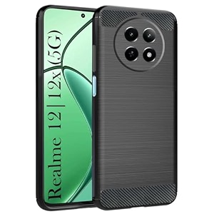 coverblack silicon matte rubber hybrid case back cover compatible model for realme rmx3999 realme 12 5g - black