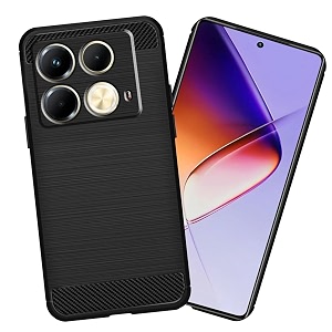 coverblack silicon matte rubber hybrid case back cover compatible model for infinix x6852  note 40 5g - black