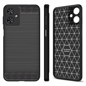 coverblack silicon matte rubber hybrid case back cover compatible model for moto g54 5g - black