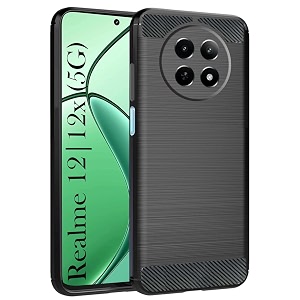 coverblack silicon matte rubber hybrid case back cover compatible model for realme rmx3998 realme 12x - black