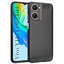 COVERBLACK Silicon Matte Rubber Hybrid Case Back Cover Compatible Model for Vivo V2332 / Y03 / Y18 / Y18e - Black
