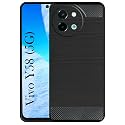 COVERBLACK Silicon Matte Rubber Hybrid Case Back Cover Compatible Model for Vivo V2354A /y200i /Y58 /Y38 /T3x - Black