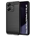 COVERBLACK Silicon Matte Rubber Hybrid Case Back Cover Compatible Model for REDMI 13 5G / Poco M6 Plus - Black