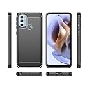 COVERBLACK Silicon Matte Rubber Hybrid Lining Case Back Cover Compatible for Moto G41 / Moto G31 - Black