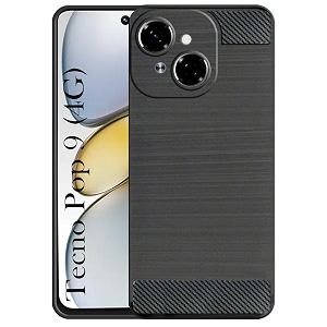 coverblack silicon matte rubber hybrid matte finish case back cover compatible for tecno kl4h  pop 9 4g - black