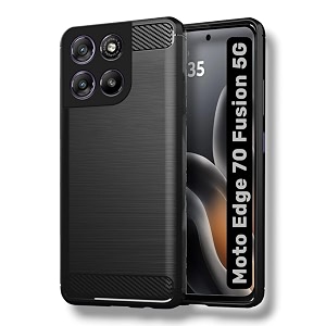 coverblack silicon matte rubber hybrid a_rmor case back cover compatible for moto edge 70 fusion 5g - black