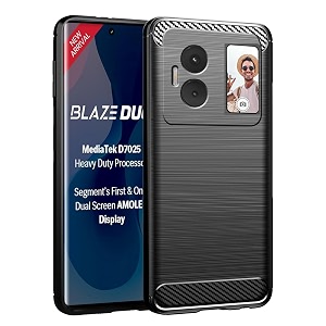 coverblack silicon matte rubber hybrid a_rmor case back cover compatible for lava lxx515  blaze duo 5g - black
