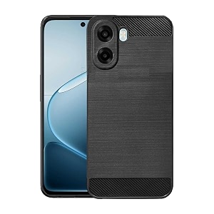 coverblack silicon matte rubber hybrid a_rmor case back cover compatible for oppo cph2823  oppo_a6x - black