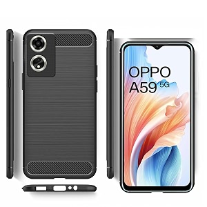 coverblack silicone hybrid matte rubber case back cover for oppo a59 5g - black