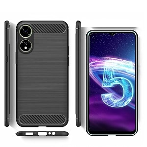 coverblack silicone hybrid matte rubber case back cover for itel p55 5g - black