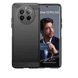 coverblack silicone hybrid matte rubber case back cover for realme 12 pro 5g - black