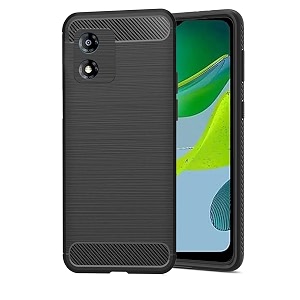 coverblack silicone hybrid matte rubber case back cover for motorola g04 - black