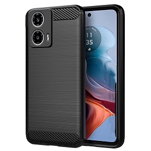 coverblack silicone hybrid matte rubber case back cover for motorola g24 power - black