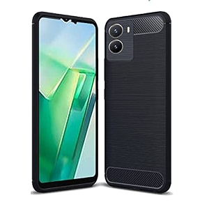 coverblack silicone hybrid rubber case back cover for vivo y56 5g - black