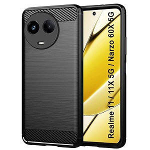 coverblack silicone hybrid rubber case back cover for realme 11 5g - black