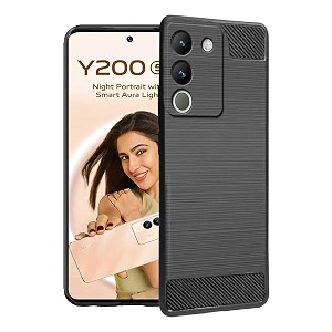 coverblack silicone hybrid rubber case back cover for vivo y200 5g - black