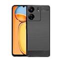 COVERBLACK Silicone Hybrid Rubber Case Back Cover for Poco C65 - Black