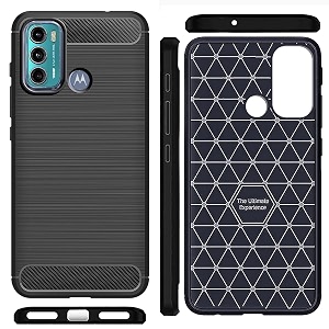 coverblack silicone matte rubber hybrid case back cover for motorola moto g60 - black