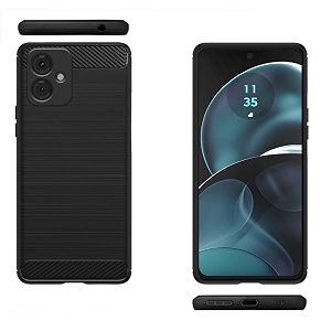 coverblack silicone matte rubber hybrid case back cover for motorola moto g14 - black