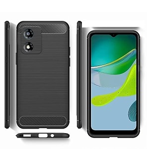 coverblack silicone matte rubber hybrid case back cover for motorola moto e13 - black