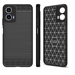 coverblack silicone matte rubber hybrid case back cover for motorola moto g24 power - black