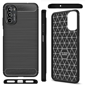 coverblack silicone matte rubber hybrid case back cover for motorola moto g82 5g - black