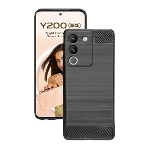 coverblack silicone rubber hybrid case back cover for vivo v2307  vivo_y200 5g - black