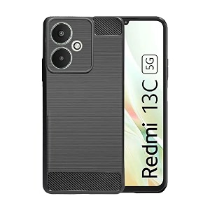 coverblack silicone rubber hybrid case back cover for mi redmi 13c 5g - black