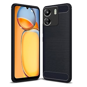 coverblack silicone rubber hybrid case back cover for mi redmi 13c 4g - black