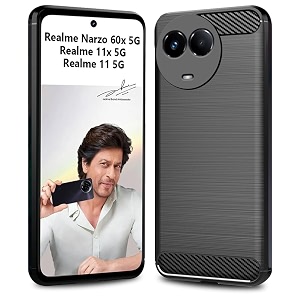 coverblack silicone rubber hybrid case back cover for realme rmx3785  realme 11x - black