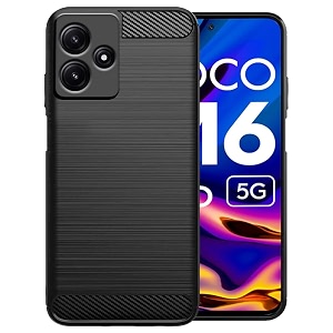 coverblack silicone rubber hybrid case back cover for mi poco m6pro 5g 2023 - black
